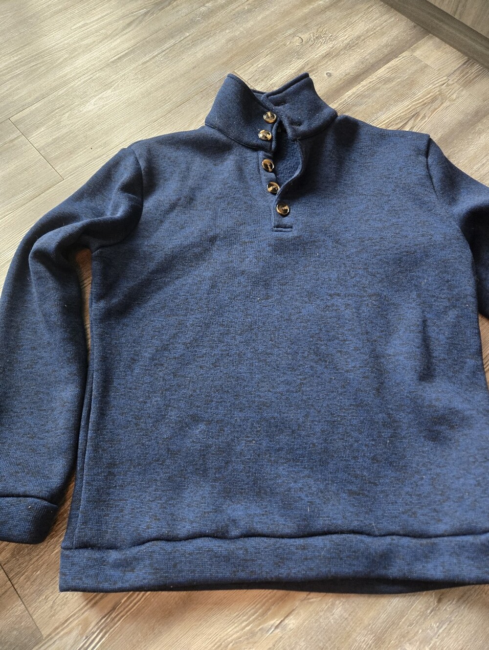 Men's Navy Quarter-Button Mock Neck Sweater